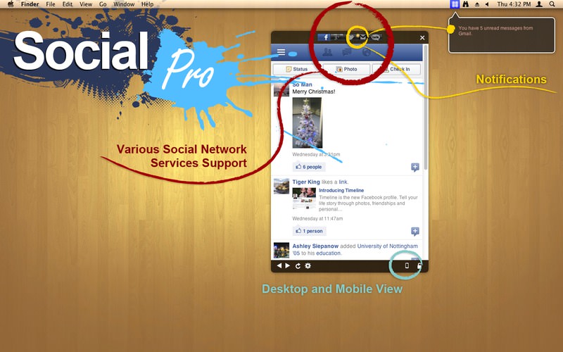 無料セール中 Facebook Twitter Gmail Google +のメニューバー管理アプリ「Social Pro」